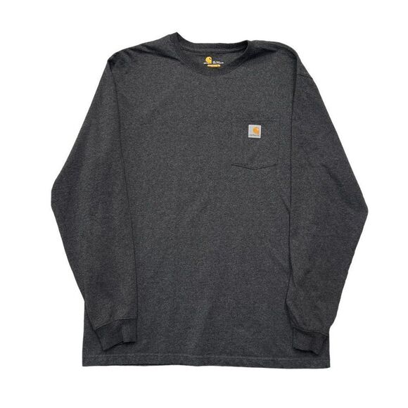 Carhartt Shirt Men's Size XL Grey Loose Fit Heavyweight Long Sleeve Pocket Tee - Picture 1 of 9